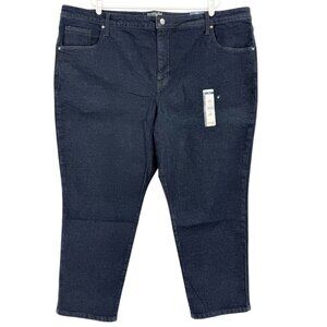 NWT Terra & Sky Women Core Straight High Rise Stretch Navy Denim Jeans Plus 26WP